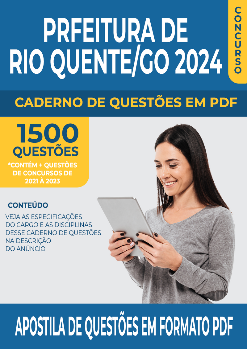 Apostila de Questões para Concurso da Prefeitura de Rio Quente/GO 2024 para Agente Merendeira - Mais de 1.500 Questões Gabaritadas