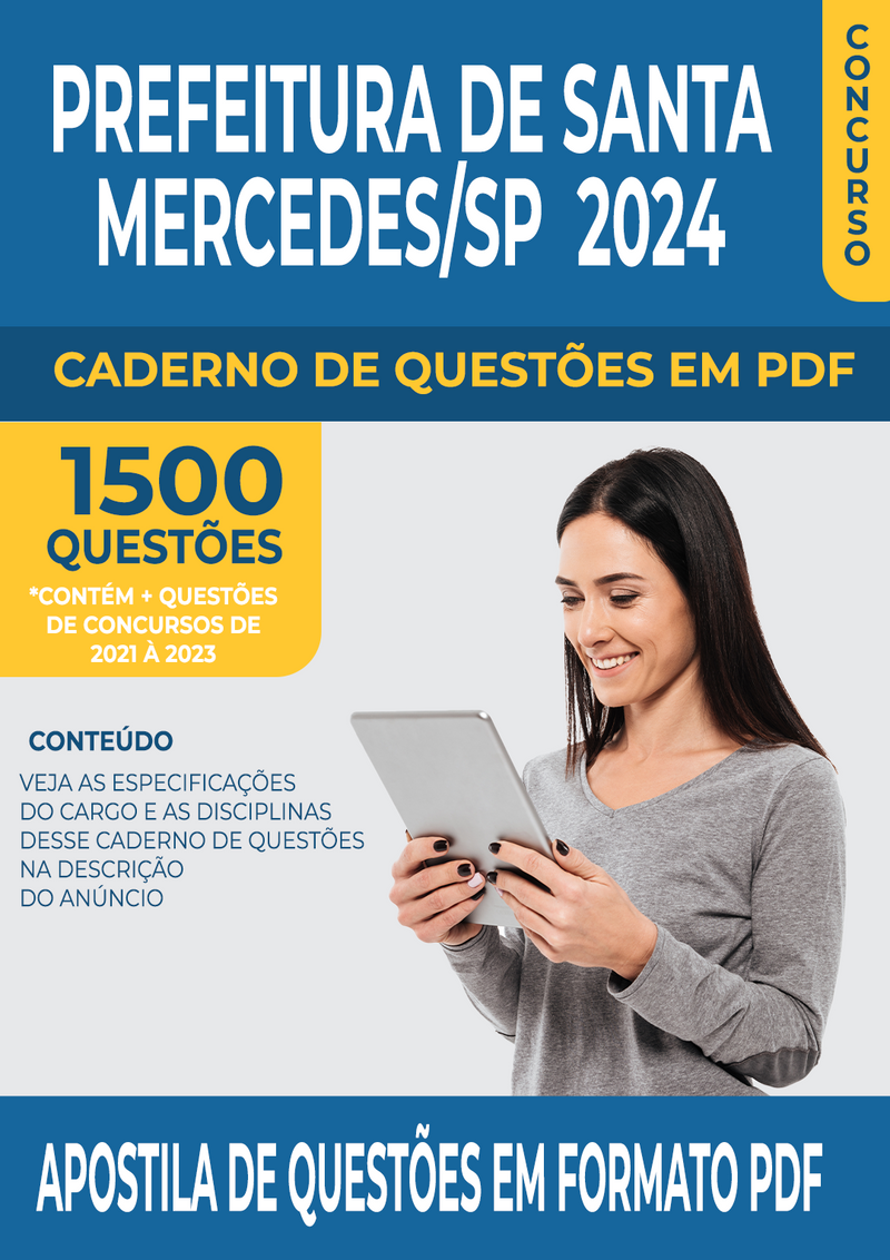 Apostila de Questões para Concurso da Prefeitura de Santa Mercedes/SP 2024 para Monitor de Creche - Mais de 1.500 Questões Gabaritadas