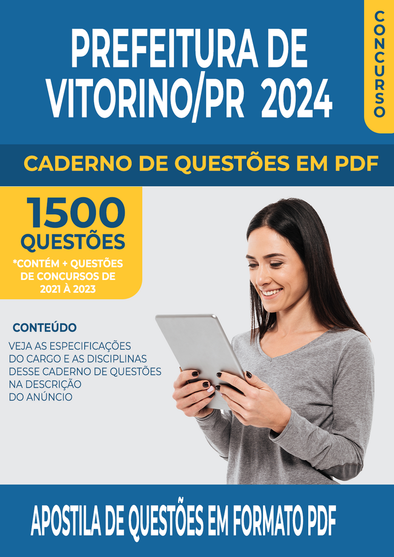 Apostila de Questões para Concurso da Prefeitura de Vitorino/PR 2024 para Almoxarife - Mais de 1.500 Questões Gabaritadas