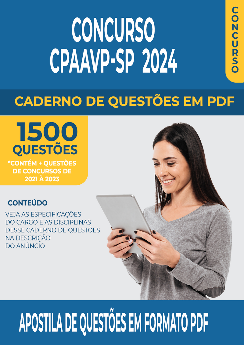 Apostila de Questões para Concurso da CPAAVP/SP  2024 para Professor de Educação Física - Mais de 1.500 Questões Gabaritadas