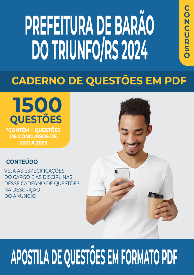 Apostila de Questões para Concurso da Prefeitura de Barão do Triunfo/RS 2024 para Professor Pedagogo - Mais de 1.500 Questões Gabaritadas