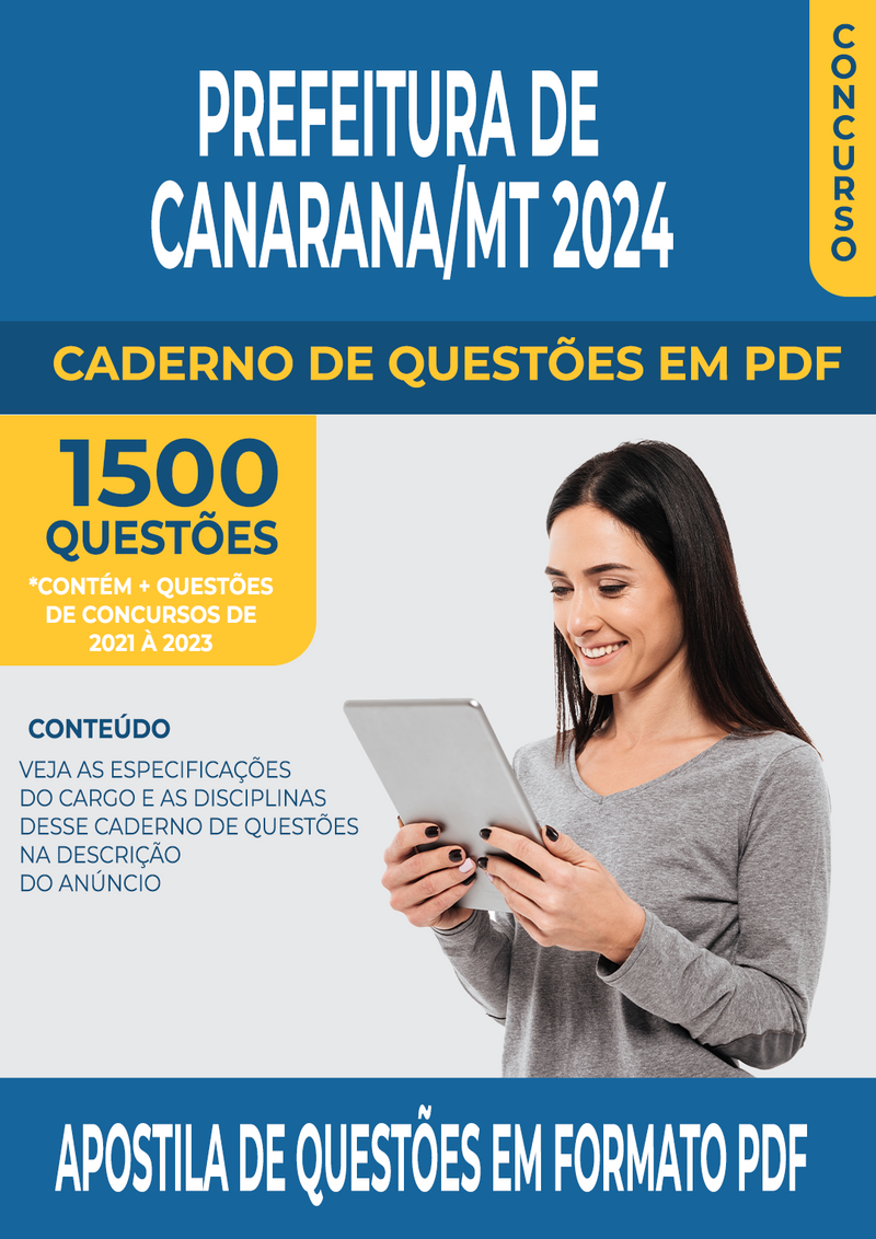 Apostila de Questões para Concurso da Prefeitura de Canarana/MT 2024 para Professor Pedagogo - Mais de 1.500 Questões Gabaritadas