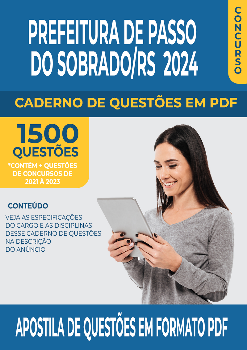 Apostila de Questões para Concurso da Prefeitura de Passo do Sobrado/RS para Professor de Educação Infantil - Mais de 1.500 Questões Gabaritadas