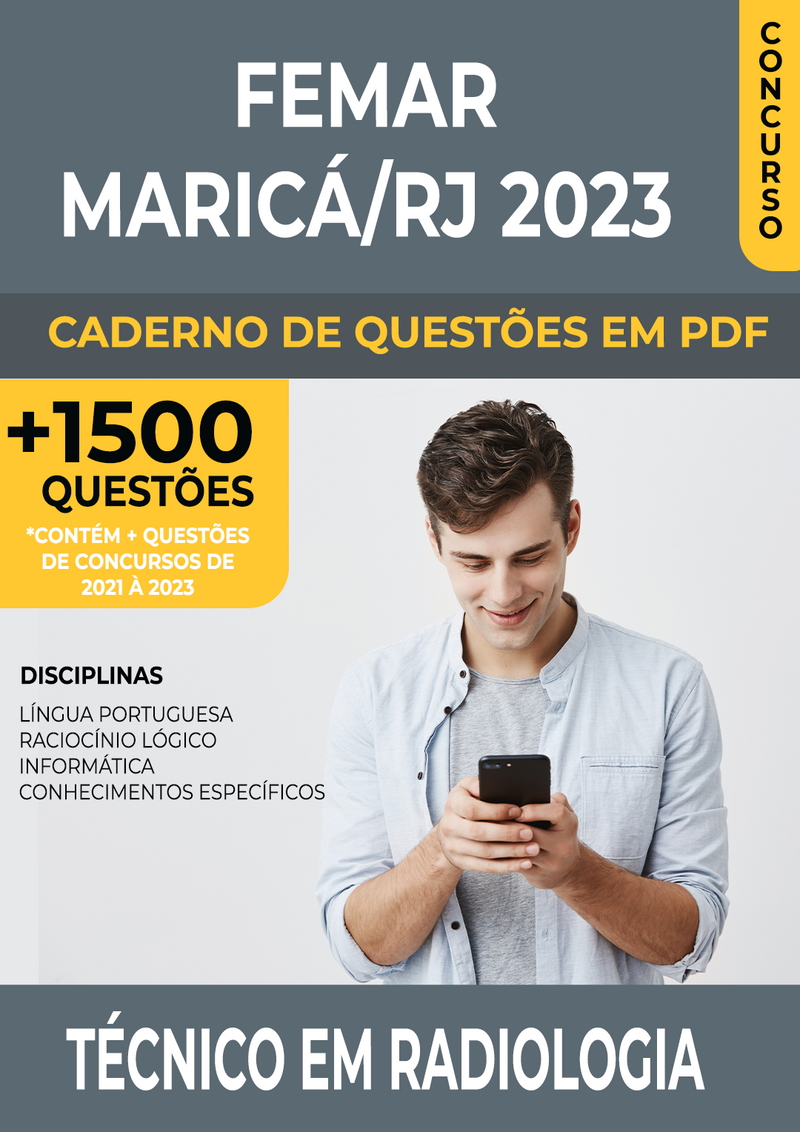 Apostila de Questões para Concurso FEMAR Maricá/RJ 2023 para Técnico em Radiologia - Mais de 1.500 Questões Gabaritadas