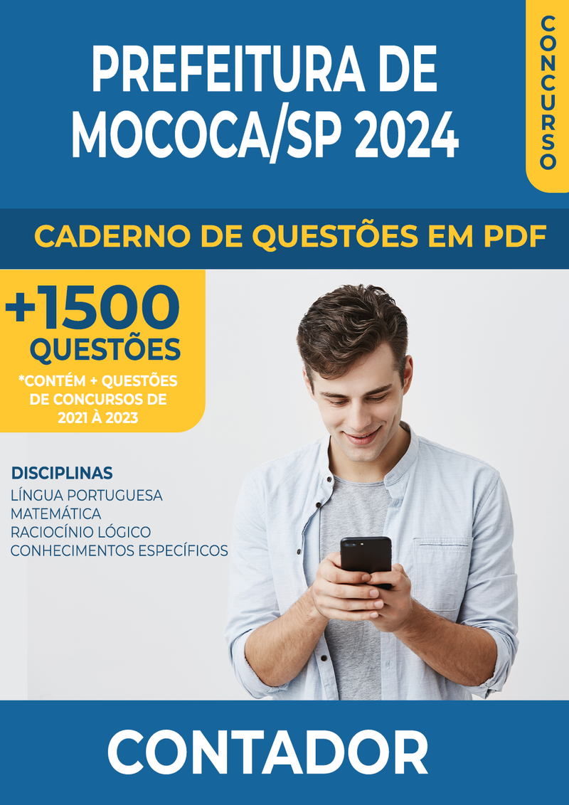 Apostila de Questões para Concurso da Prefeitura de Mococa/SP 2024 - Contador - Mais de 1.500 Questões Gabaritadas