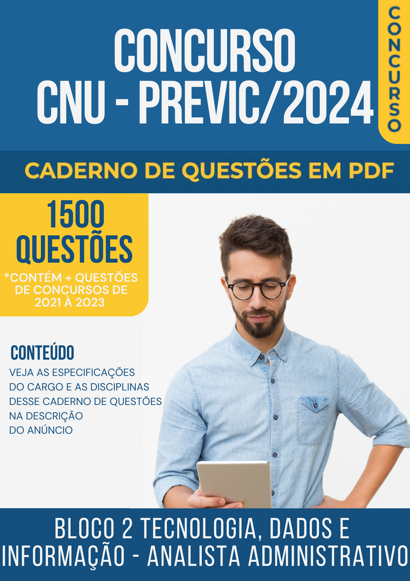 Apostila de Questões para Concurso CNU/PREVIC 2024 para Analista Administrativo - Mais de 1.500 Questões Gabaritadas