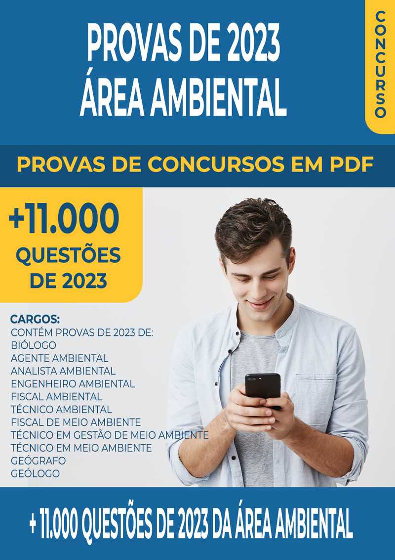 Pacote de Provas de Concursos de 2023 da Área Ambiental contendo mais de 11.000 Questões Gabaritadas