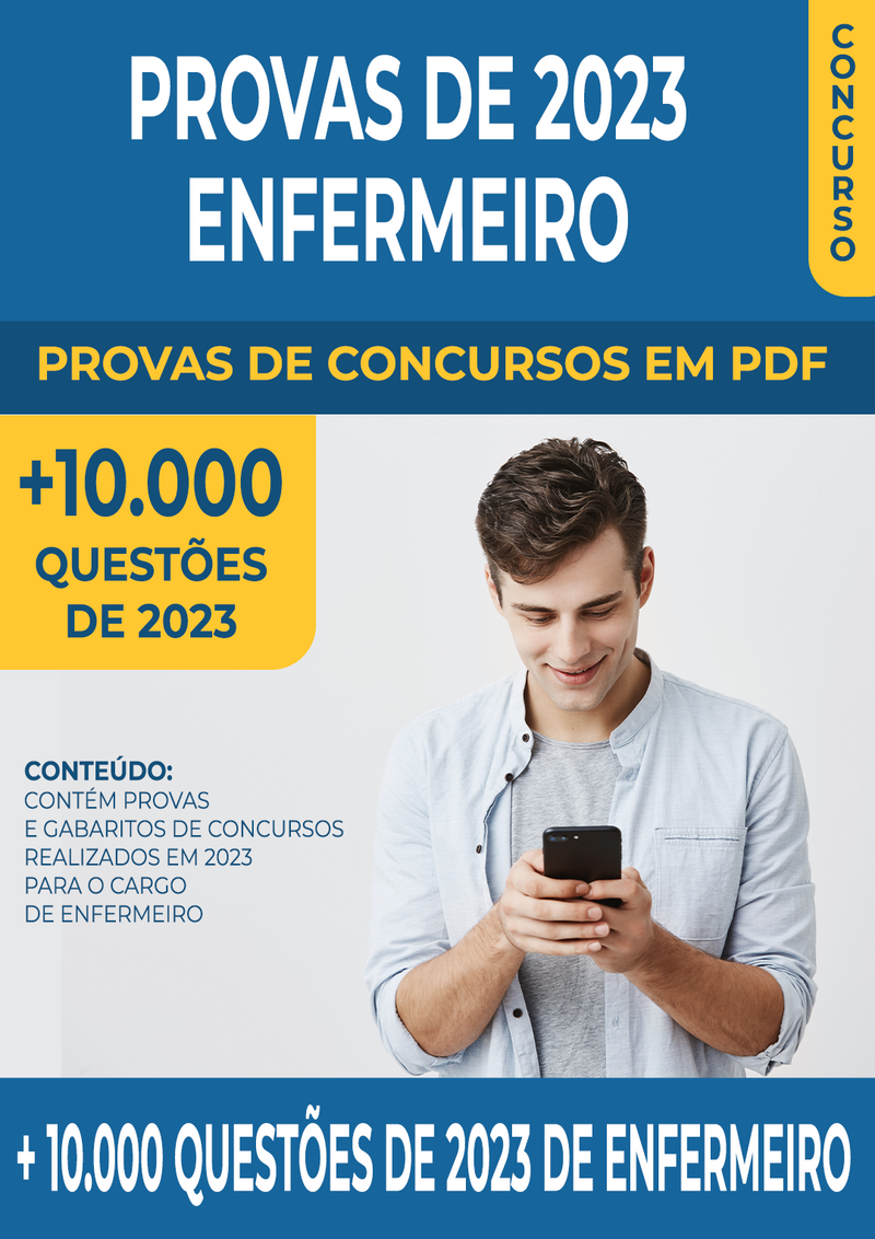 Pacote de Provas de Concursos de 2023 para o Cargo de Enfermeiro contendo mais de 10.000 Questões Gabaritadas