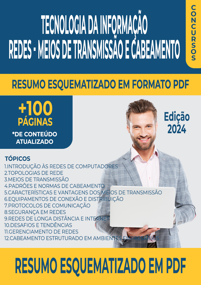 Resumo Esquematizado de Tecnologia da Informação - Redes - Meios de Transmissão e Cabeamento